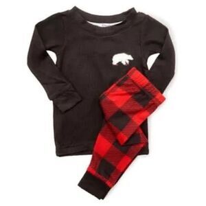 Dearfoams Toddler Size Black & Red Buffalo Check 2-Piece Pajama Set 4T
